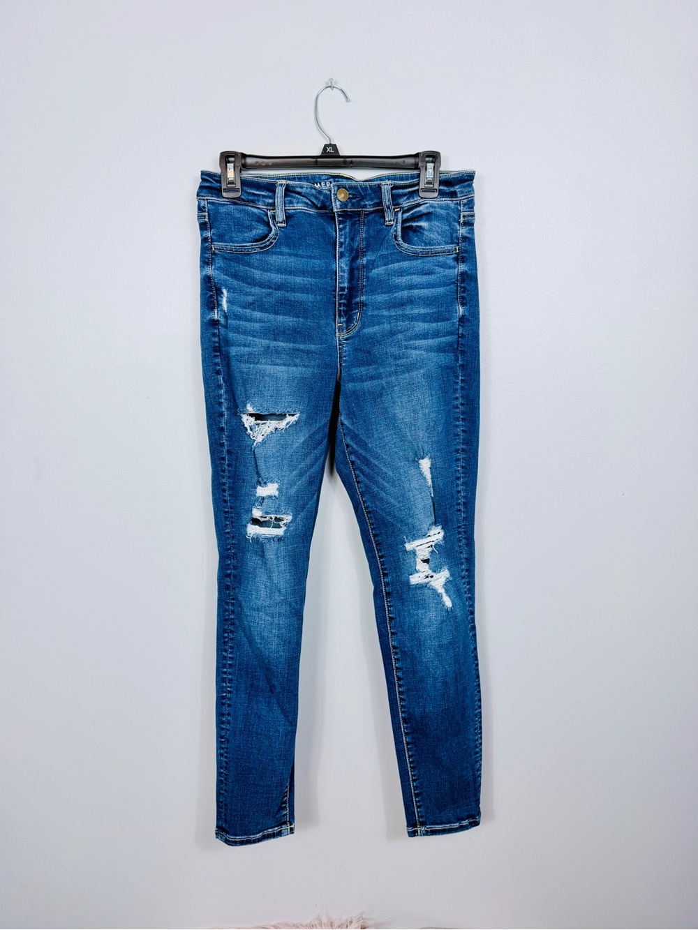 American Eagle medium denim super stretch hi-rise jegging jeans size 12